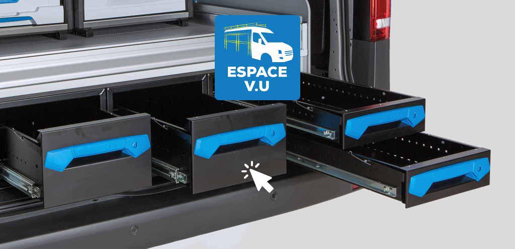 Tiroir métallique grande capacité sous le plancher pour l’équipement de véhicule utilitaire atelier artisan – entreprise. Tiroir double plancher à l'arrière pour système d’aménagement idéal des fourgons et fourgonnettes professionnelles. Agencement de fourgon avec la gamme JUMBO UNIT par Espace V.U Sarl, station Sortimo by Gruau à Bordeaux en Gironde 33, Charente 16, Charente-Maritime 17, Dordogne 24 et Lot-et-Garonne 47.