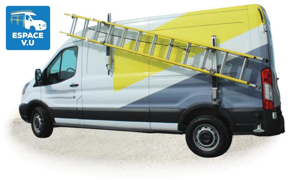 Porte-échelle latéral fixe pour véhicule utilitaire, Système cadenassable pour l'équipement de fourgon et de fourgonnette par Espace V.U Sarl station Sortimo by Gruau à Bordeaux en Gironde, Charente, Charente-Maritime, Dordogne, et Lot-et-Garonne. Vente directe usine dans toute la France Métropolitaine.