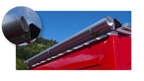 Porte-tube pour la galerie de toit en aluminium pour le véhicule utilitaire des artisans. Transportez facilement vos tuyaux et goulottes sur le pavillon du fourgon et de la fourgonnette professionnelle.