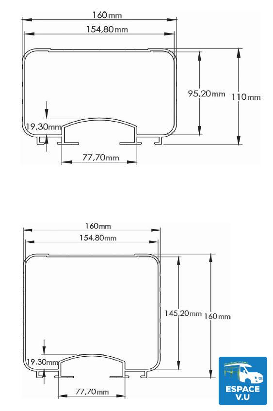 Porte-tube sur la galerie en aluminium pour véhicule utilitaire. Installation à l’intérieur ou à l’extérieur du profil latéral la galerie. Solution de portage le camion ou la camionnette professionnelle.