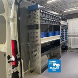 Aménagement intérieur métallique modulaire er galerie en aluminium pour le camion d'une entreprise climatisation et chauffage en Gironde et Nouvelle-Aquitaine.